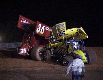 Chuck Swenson and Jason Martin in a late tangle