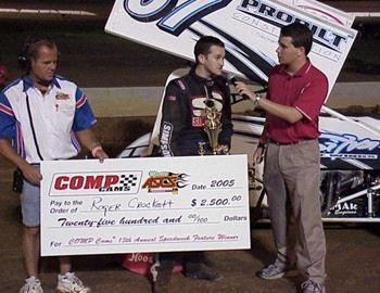 Roger Crockett interviewed in victory lane by Randy Ward