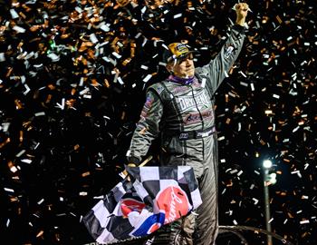Chris Madden topped the World of Outlaws (WoO) Case Late Model Series action at Ohios Sharon Speedway on Saturday, May 27 to score the $25,000 top prize. (Jacy Norgaard image)
