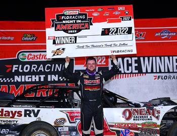 Hudson O’Neal was rewarded with a $22,022 payday on Wednesday for his first-career Castrol FloRacing Night in America victory, which came at Marshalltown (Iowa) Speedway. (Mike Ruefer image)