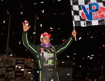 Max Blair registered a $20,000 World of Outlaws (WoO) CASE Construction Super Late Model victory on Saturday night at South Carolina’s Cherokee Speedway. (Jacy Norgaard image)