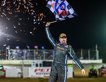 Chase Junghans picked up the $10,000 World of Outlaws (WoO) Case Late Model Series win on Friday night at Humboldt (Kan.) Speedway. *(Jacy Norgaard image)*