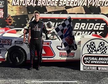 Braeson Fulton wins at Natural Bridge Speedway on May 18.