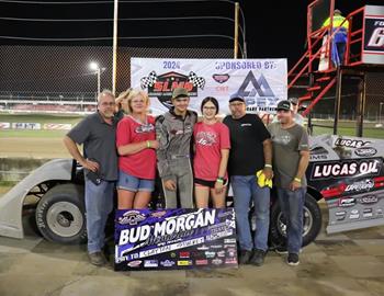 Clay Stuckey wins the Bud Morgan Memorial at Thunderbird Speedway on July 26