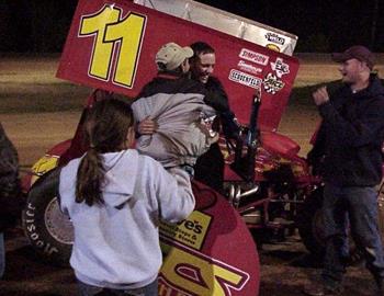 A jubilant victory lane