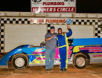 Matt Pridgen raced to his first-career Late Model win on Saturday, April 20 at Sumter (S.C.) Speedway with his Rocket Chassis.