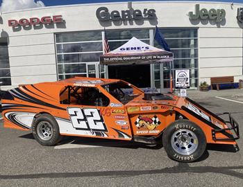 Ken Schrader piloted the Jerry and Teresa Parsons No. 22 Modified to the feature win at Mitchell Raceway on June 24.
