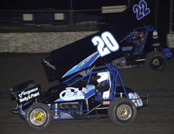 Rick Barksdale (20) races with his nephew, Koby Barksdale (22)