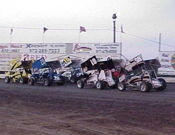 Heat race down the backstretch