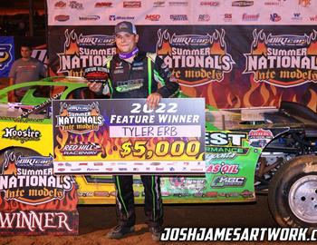 Tyler Erb claimed the $5,000 DIRTcar Summer Nationals victory on Tuesday night at Red Hill Raceway (Sumner, Ill.). 