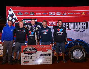 Hudson ONeal claimed the $23,023 top prize in the Castrol FloRacing Night in America event at Tri-County Racetrack (Brasstown, N.C.) on Thursday, Oct. 12. (Josh James Artwork image)