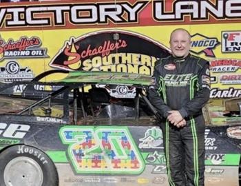 Jimmy Owens wins at Lake Cumberland Speedway during the Schaeffers Spring National, Johnny Wheeler Memorial on May 10.