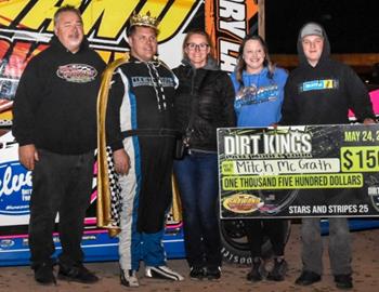 Mitch McGrath wins his eighth-career Wabam Dirt Kings Tour feature Shawano Speedway on May 24.
