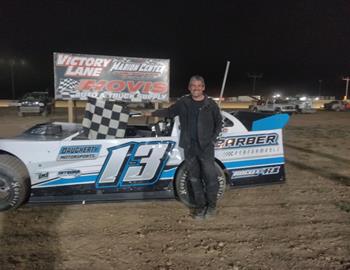 Jamie Barber wins opening night at Marion Center Raceway on May 10.