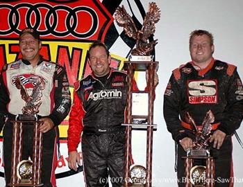 The Western World podium with winner Cory Kruseman, runner-up Charles Davis, Jr. (left) and third-place Jesse Hockett (right)