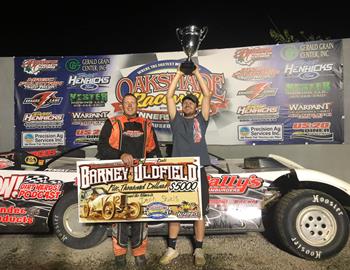 Devin Shiels pocketed $5,000 for his victory in the 33rd annual Barney Oldfield Race on Saturday night at Ohio’s Oakshade Raceway.