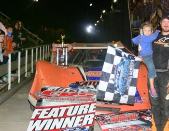 Dylan Yoder wins on July 26 at Outlaw Speedway during the Steve Kent Memorial