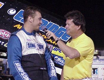 Andy Shouse interviewed in victory lane