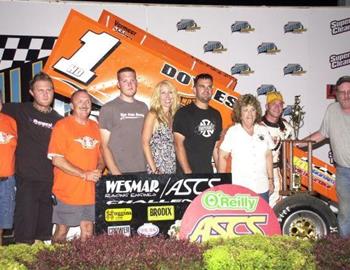 Shane Stewart and company in ASCS Knoxville Nationals victory lane