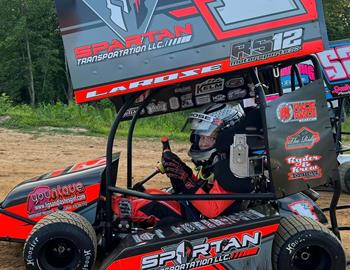 Zander LaRose in the pit area at Doe Run Raceway (Doe Run, MO) on June 21, 2024.