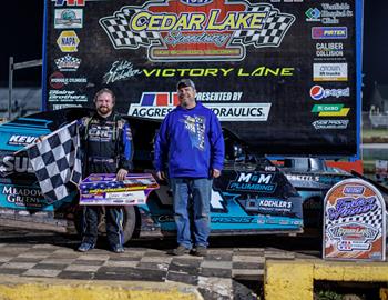 Dylan Goettl won his FIRST Modified victory at Cedar Lake Speedway on April 26.