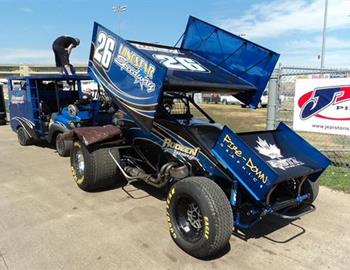 Sams ride for the 2012 Knoxville Nationals being prepped. Brent Anderson won Best Appearing Car at The Nationals for his design work Steve Hardin