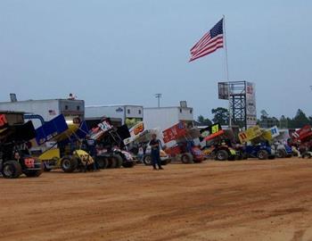 The ASCS Southern Tour pit area at Fayetteville Motor Speedway