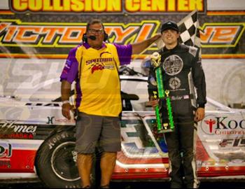 Drew Baker wins at Shelby County Speedway on June 14.
