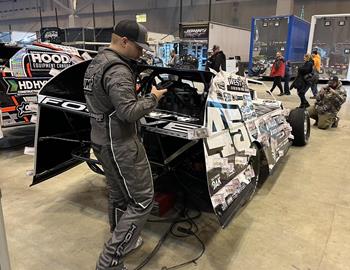 Chase Holland in the pits at The Dome at Americas Center (St. Louis, MO) during the Castrol Gateway Dirt Nationals on December 5, 2024.