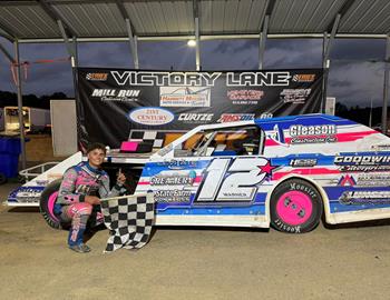 Brendan Warner first win of the weekend on Saturday at Sharon Speedway and Sunday at Eriez Speedway