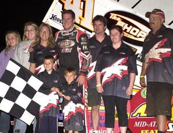 Jason Johnson and company in victory lane at Susquehanna Speedway Park