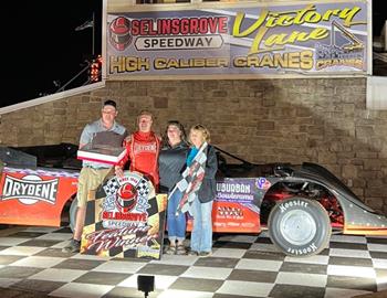 Rick Eckert won the Late Model feature at Selinsgrove Speedway on April 18.
