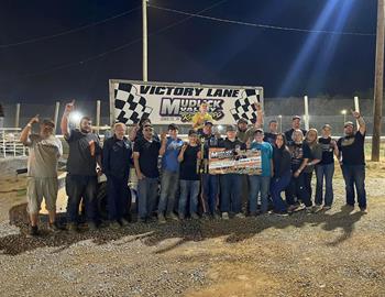 Kenneth Howell celebrates in Victory Lane Saturday, April 27 at Mudlick Valley Raceway. This was his 8th win in an Xr1.