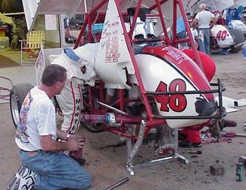 Jake Martens and crew thrash to replace the driveline after hot laps