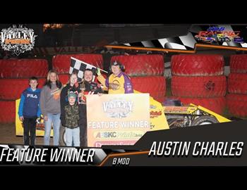 Austin Charles wins the USRA B Mods feature at Valley Speedway on May 3