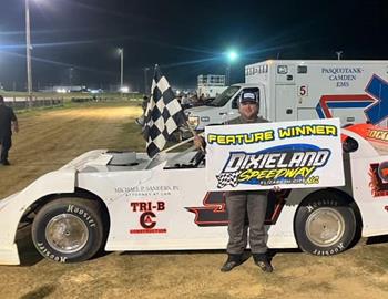 Josh Pierce wins at Dixieland Speedway on Aug. 17 after setting quicktime in qualifying and leading all 30 laps of the feature