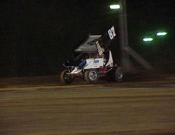 Tim Crawley hikes the left front at I-30 Speedway