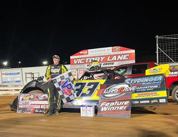 Trent Brenneman visits Victory Lane after his win at Williams Grove Speedway on Saturday, April 27.