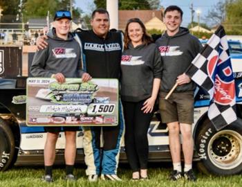 Mitch McGrath won the $1,500 Late Model top prize at Plymouth (Wisc.) Dirt Track on Saturday, May 11. (Chad Marquardt image)