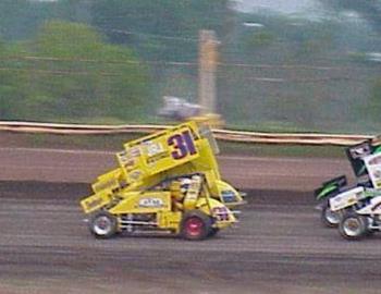Heat race pace lap at State Fair Speedway