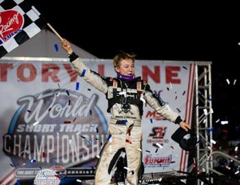 15-year-old Gavin Cowan conquered the 602 Late Model feature at the seventh annual World Short Track Championship. (WRG image)