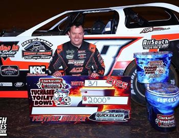 Booger Brooks wins wins 602 Late Models BOTH nights of Toilet Bowl Classic at Clarksville Speedway on February 28 and March 1.