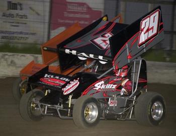 Ryan Hall (29) races with Gage Dorr