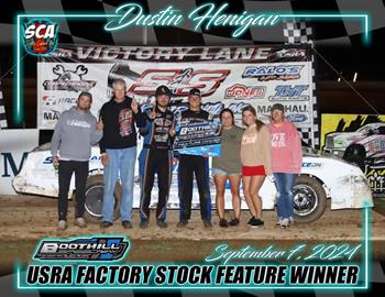 Dustin Henigan won the United States Racing Association Factory Stock division at Boothill Speedway on September 7