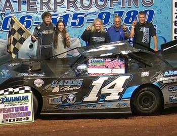 Logan Walls claims his 1st win of the season at Thunder Mountain speedway on July 6 during the 2nd annual Freedom and Fireworks