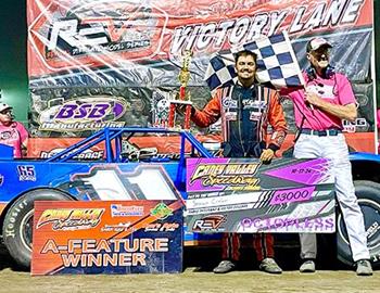 Sawyer Crigler raced to the Revival Dirt Late Model Series victory at Caney (Kan.) Valley Speedway on Saturday, Oct. 12 with his No. 11 Capital Race Car.