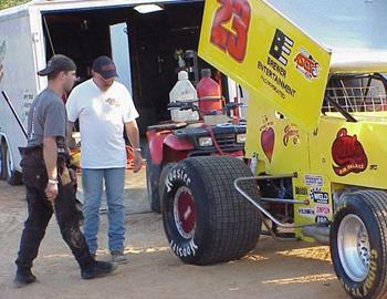 Jimmy Taylor preps his race car