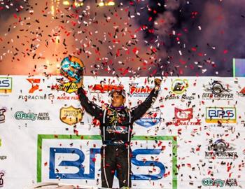 Max Blair claimed his first-career Lucas Oil Late Model Dirt Series victory on Friday, June 23 at Lernerville Speedway (Sarver, Pa.). (Heath Lawson image)