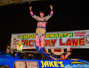 Gunnar Walls claims his very first win in a Late Model at Bedford Speedway on October 19