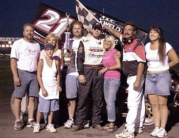 Brian Brown and crew in victory lane